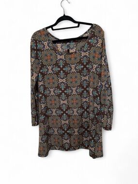 Full Tilt Geometric Artsy BOHO Mini Shirt Dress Tunic XL